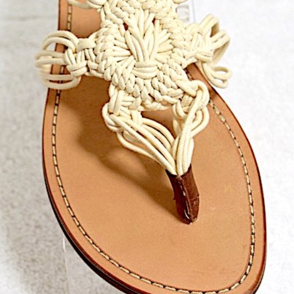 Stuart Weitzman Off White Rope Thong Adjustable Sandals - Picture 10 of 11